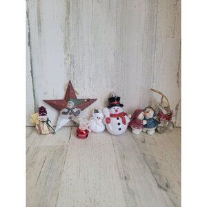 Variety snowman family bell rustic ornament Xmas‎ set
